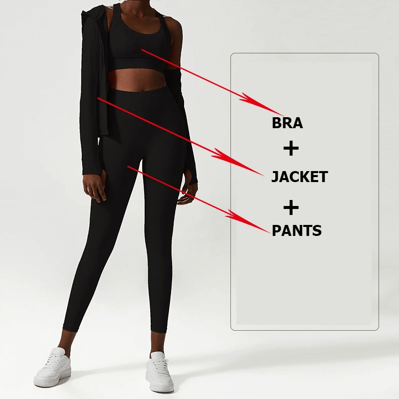 Versatile Women's Yoga and Gym Activewear Set with Bra, Jacket, and Pants - SF2080. Perfect for any fitness routine in every season.